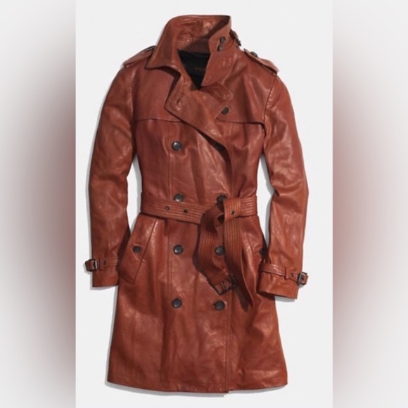 Coach Leather trench coat - Picture 1 of 6
